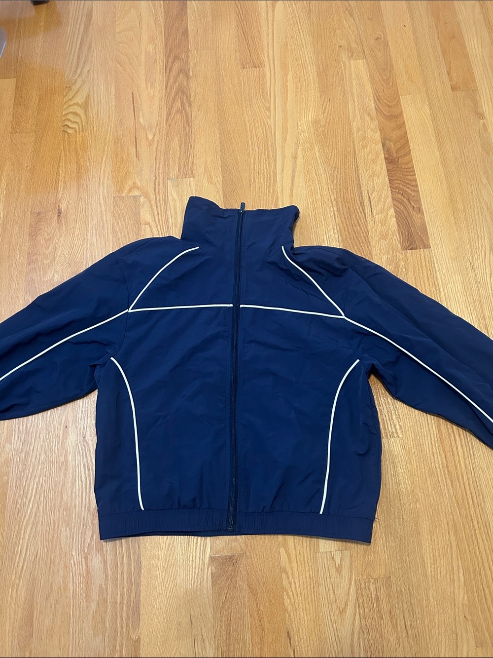 H&M Navy Blue Bomber Jacket with White Piping
